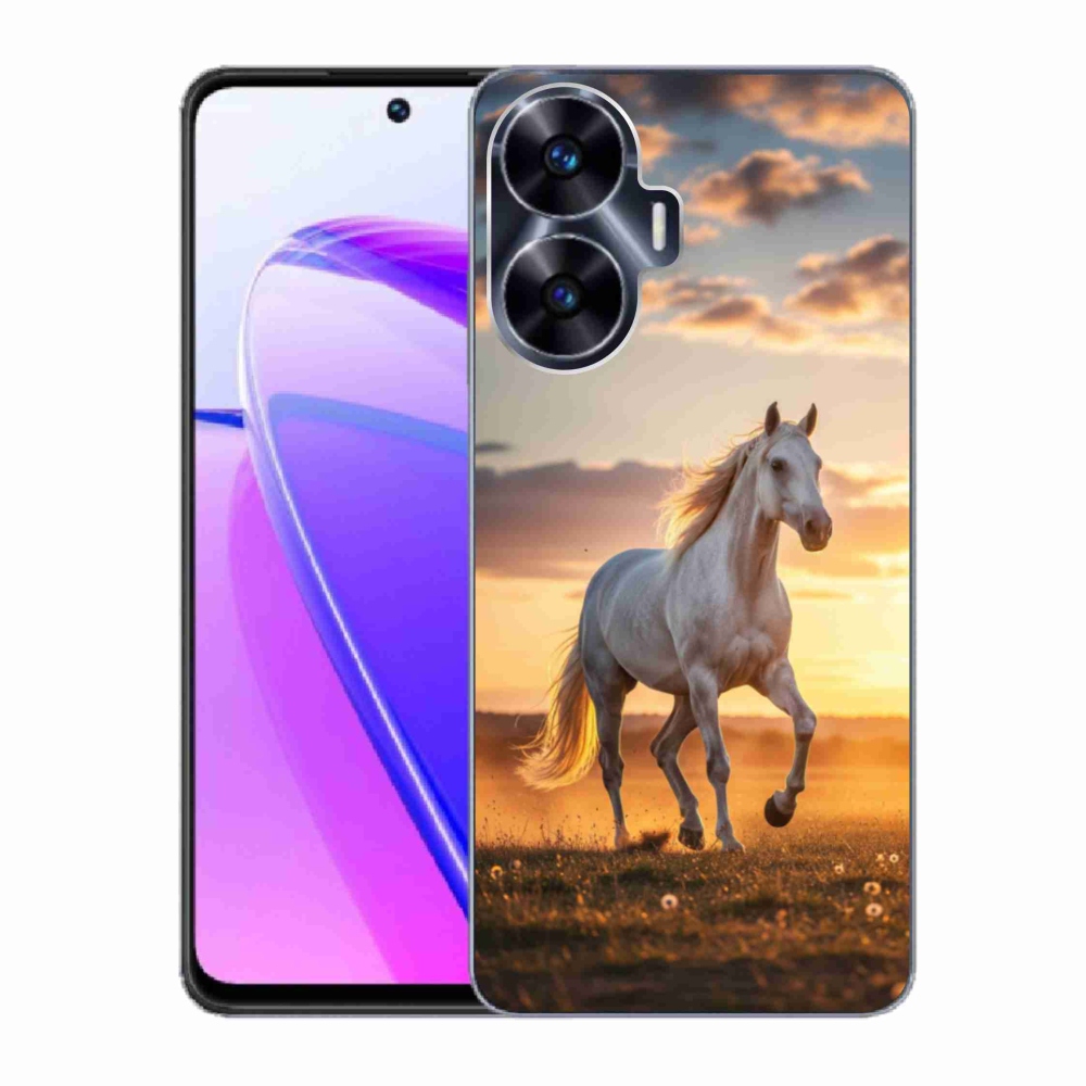 Gelový kryt mmCase na Realme C55 - běžící bílý kůň 2