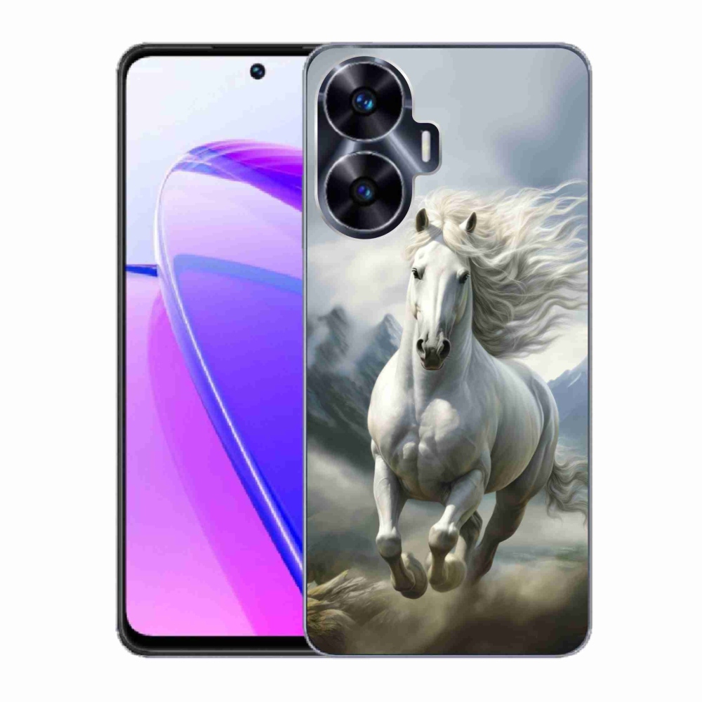 Gelový kryt mmCase na Realme C55 - běžící bílý kůň 3