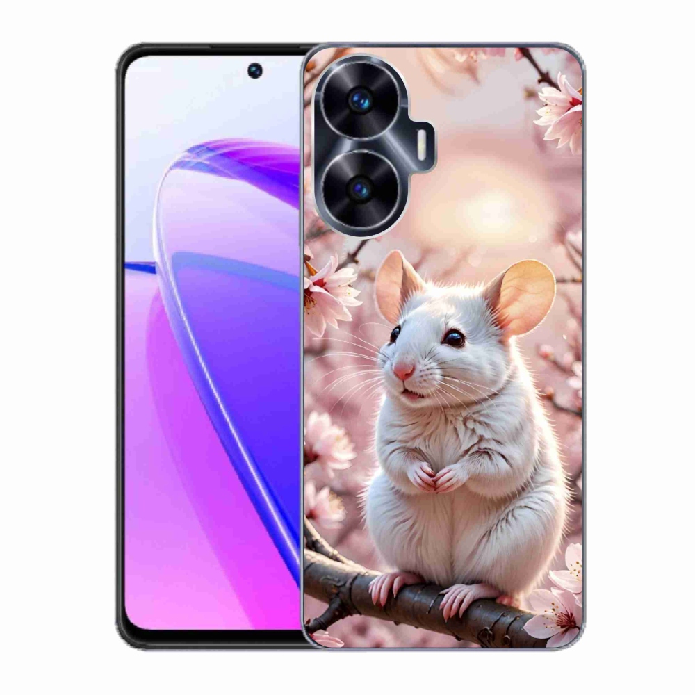 Gelový kryt mmCase na Realme C55 - bílá myš na větvi