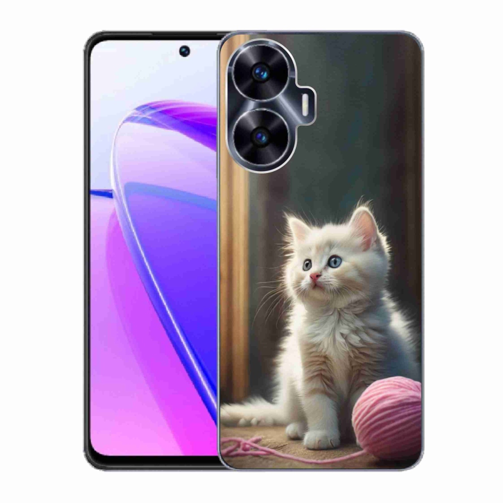 Gelový kryt mmCase na Realme C55 - bílé kotě 2