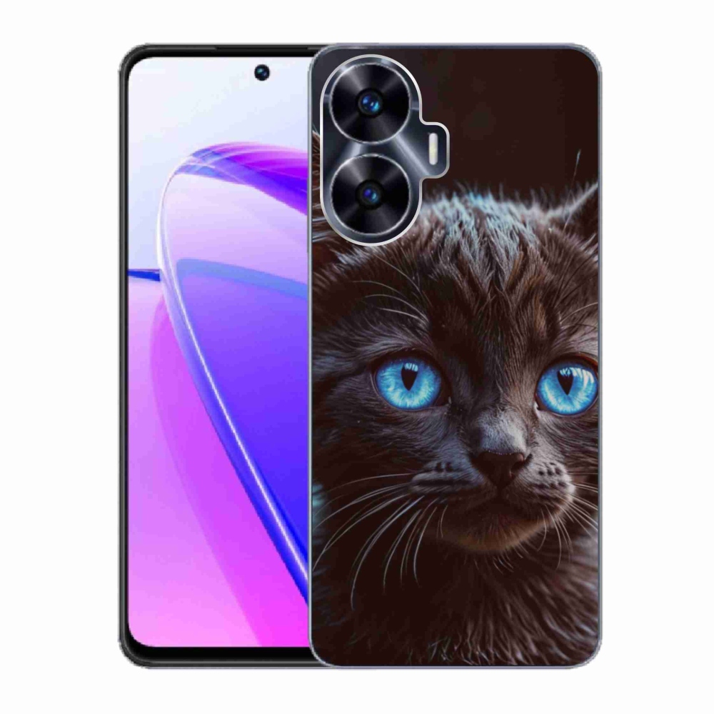 Gelový kryt mmCase na Realme C55 - černé kotě 2