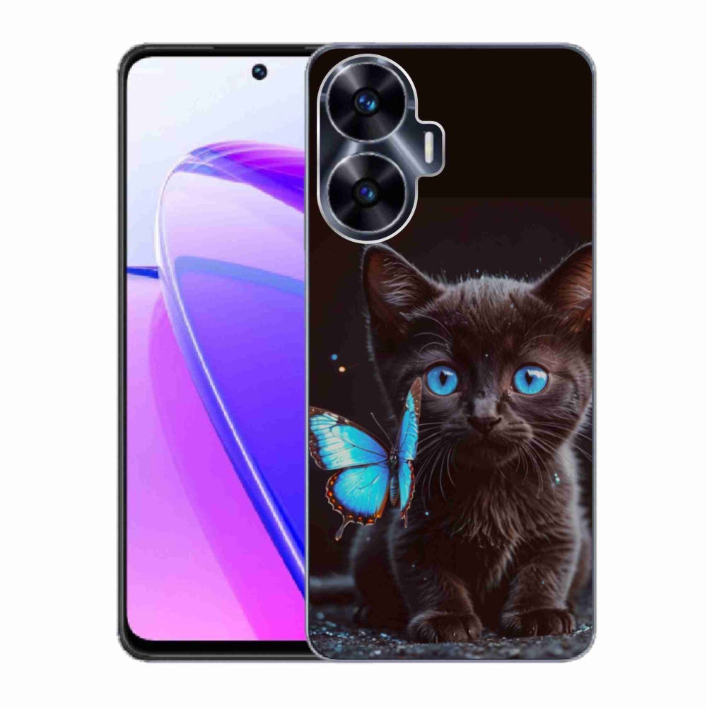 Gelový kryt mmCase na Realme C55 - černé kotě 3