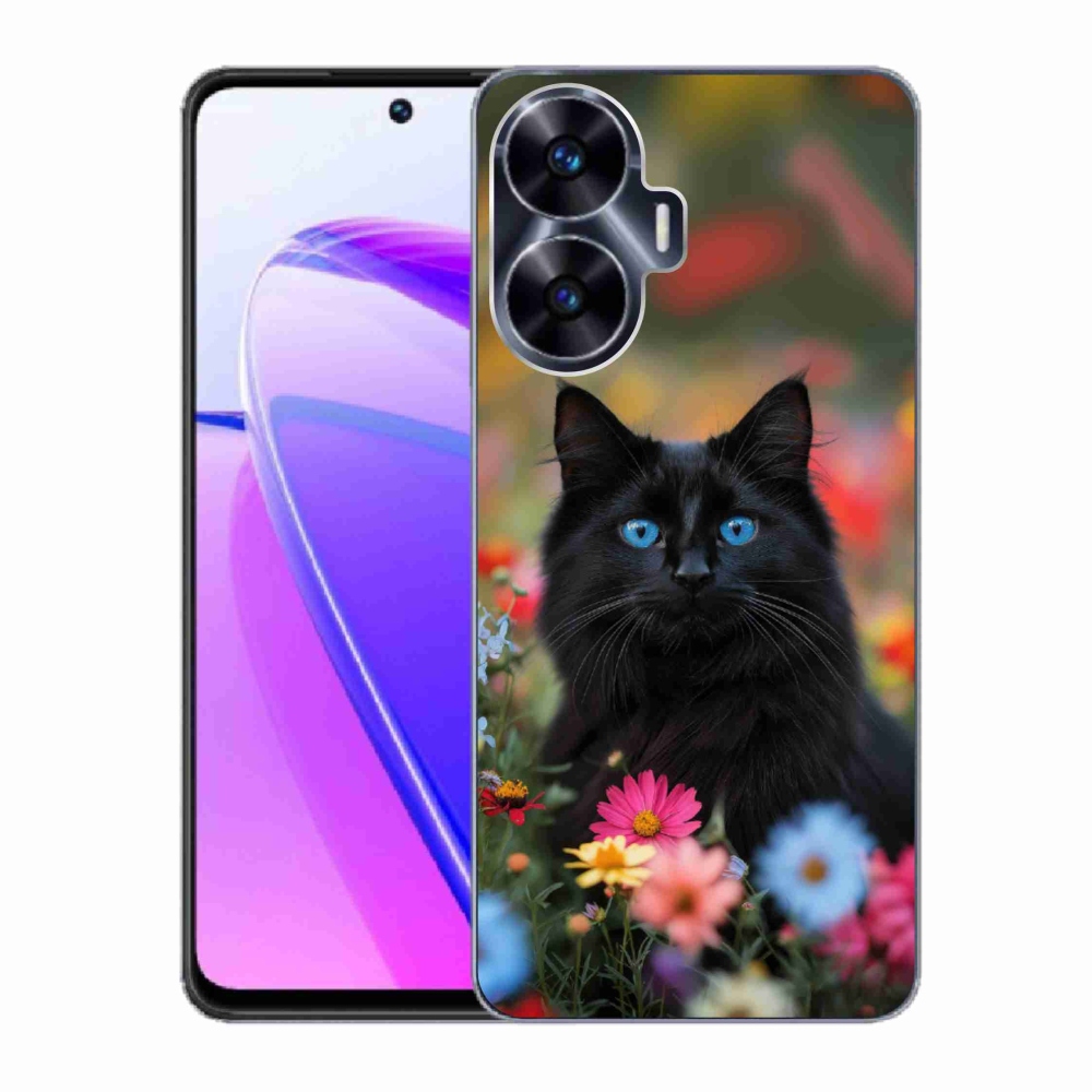 Gelový kryt mmCase na Realme C55 - černé kotě 4