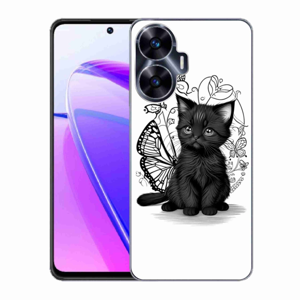 Gelový kryt mmCase na Realme C55 - černé kotě