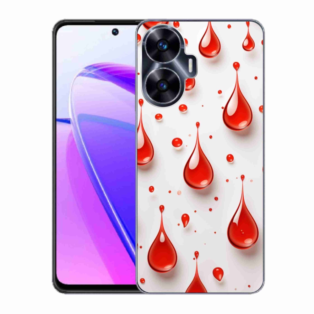 Gelový kryt mmCase na Realme C55 - červené kapky