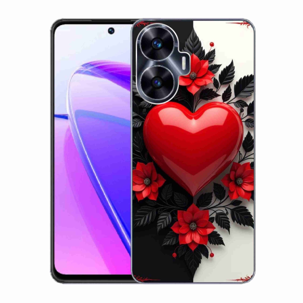 Gelový kryt mmCase na Realme C55 - červené srdce