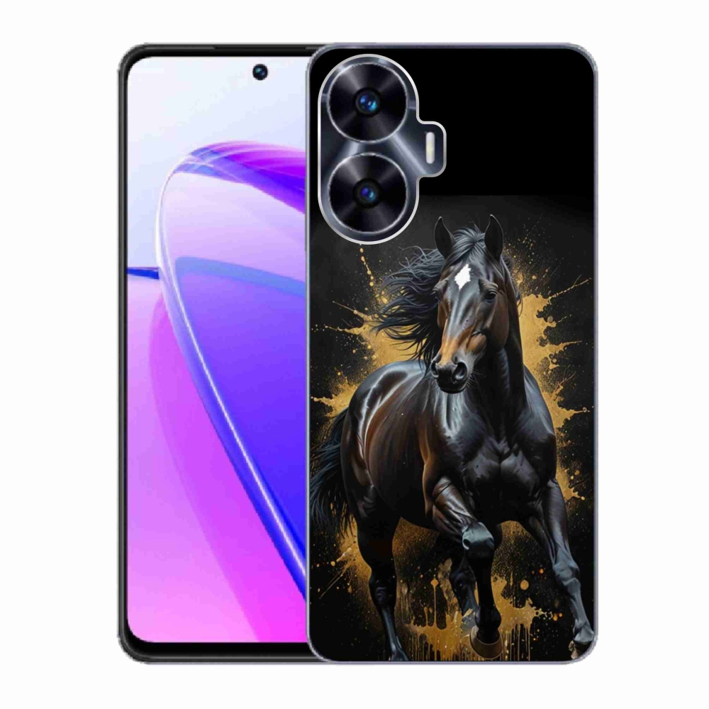 Gelový kryt mmCase na Realme C55 - elegantní černý hřebec