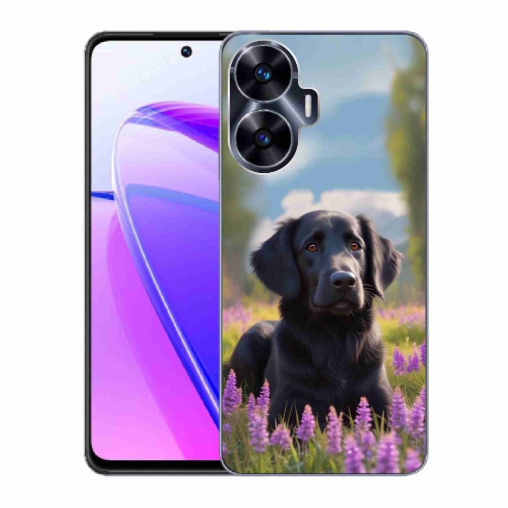 Gelový kryt mmCase na Realme C55 - elegantní černý retrívr