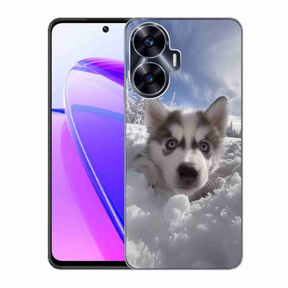 Gelový kryt mmCase na Realme C55 - husky ve sněhu