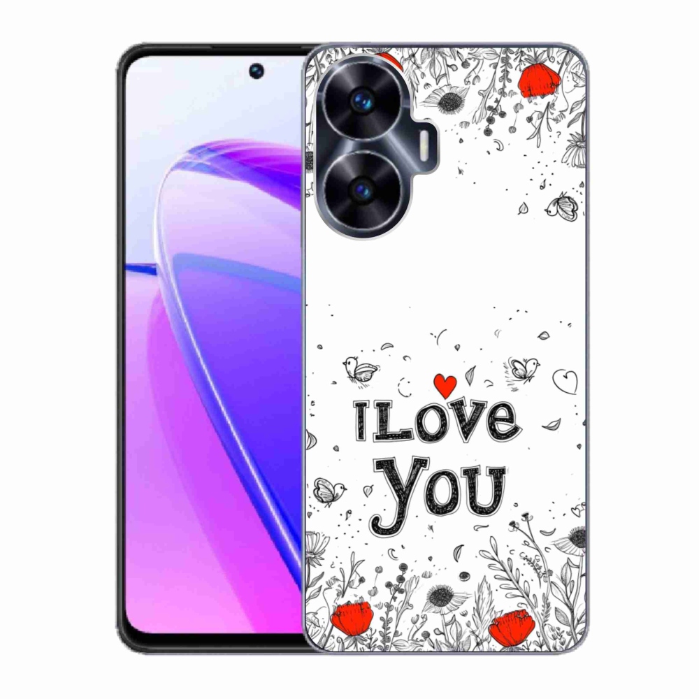 Gelový kryt mmCase na Realme C55 - I love you bílé pozadí
