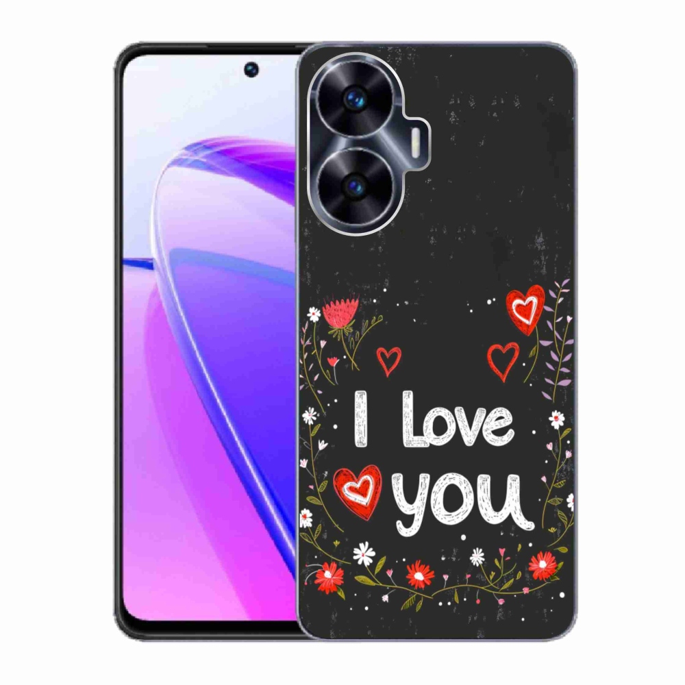 Gelový kryt mmCase na Realme C55 - I love you černé pozadí
