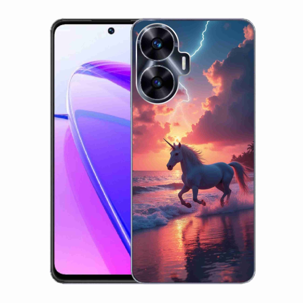 Gelový kryt mmCase na Realme C55 - jednorožec na pláži