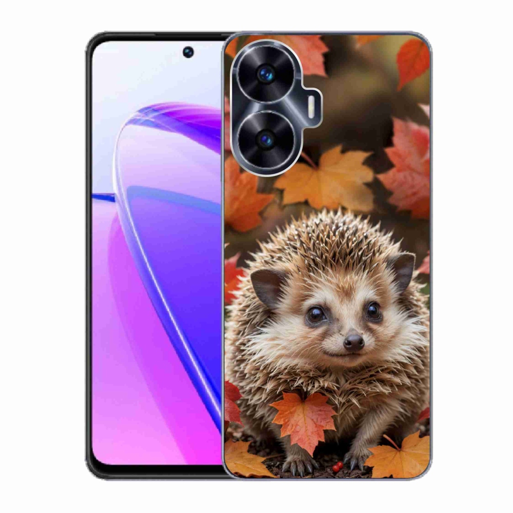 Gelový kryt mmCase na Realme C55 - ježek v listí