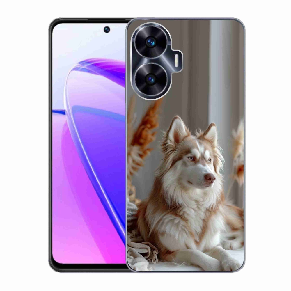 Gelový kryt mmCase na Realme C55 - klidný sibiřský husky