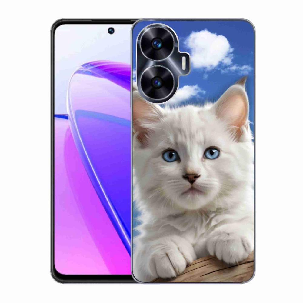 Gelový kryt mmCase na Realme C55 - kotě a oblaka
