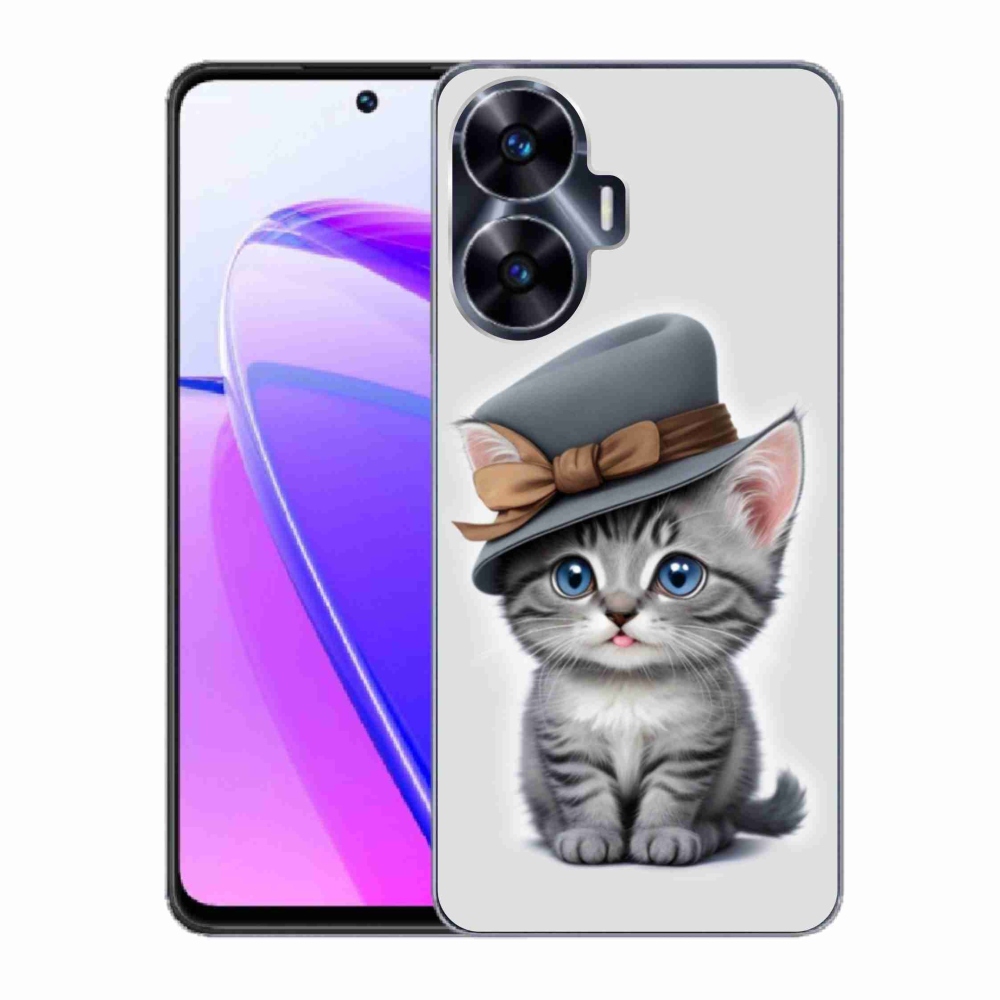 Gelový kryt mmCase na Realme C55 - kotě s kloboukem