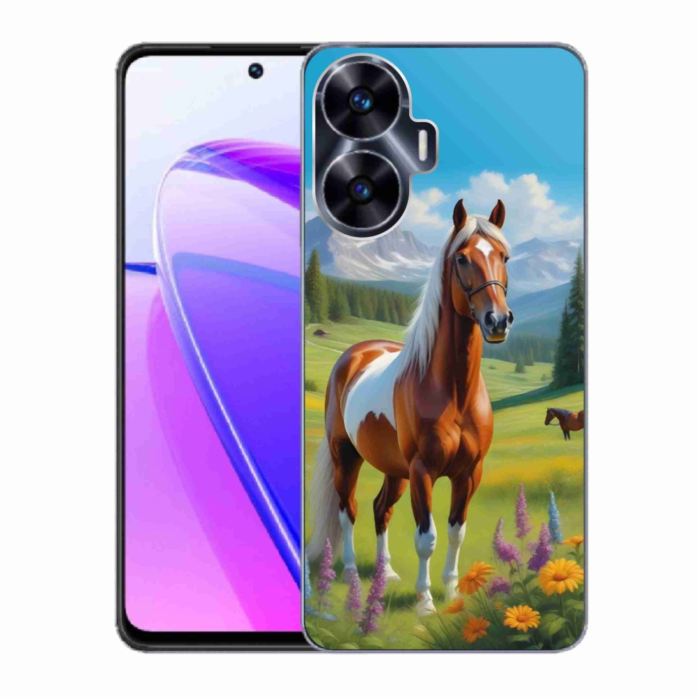 Gelový kryt mmCase na Realme C55 - kůň na louce