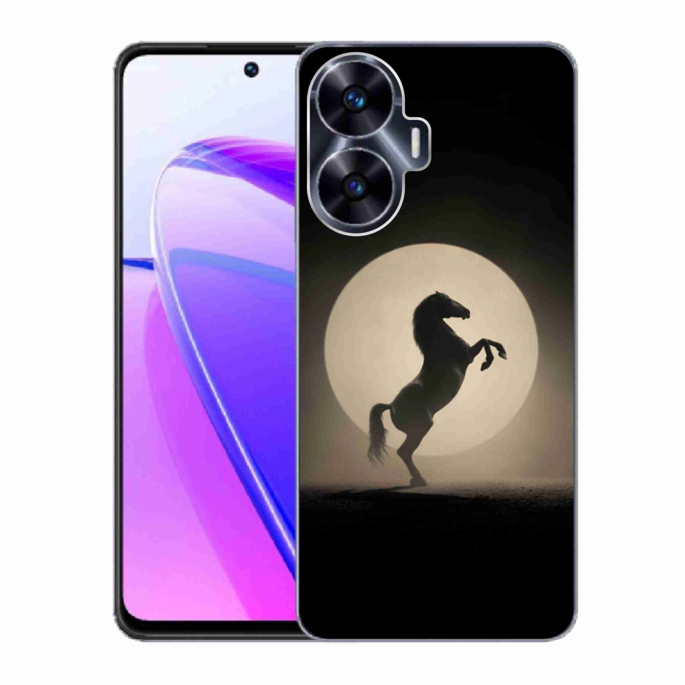 Gelový kryt mmCase na Realme C55 - kůň v siluetě