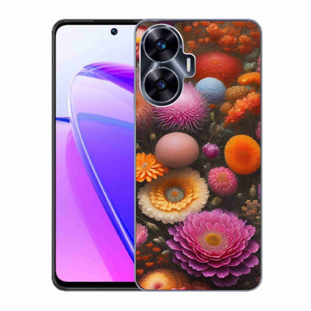 Gelový kryt mmCase na Realme C55 - květinová kompozice