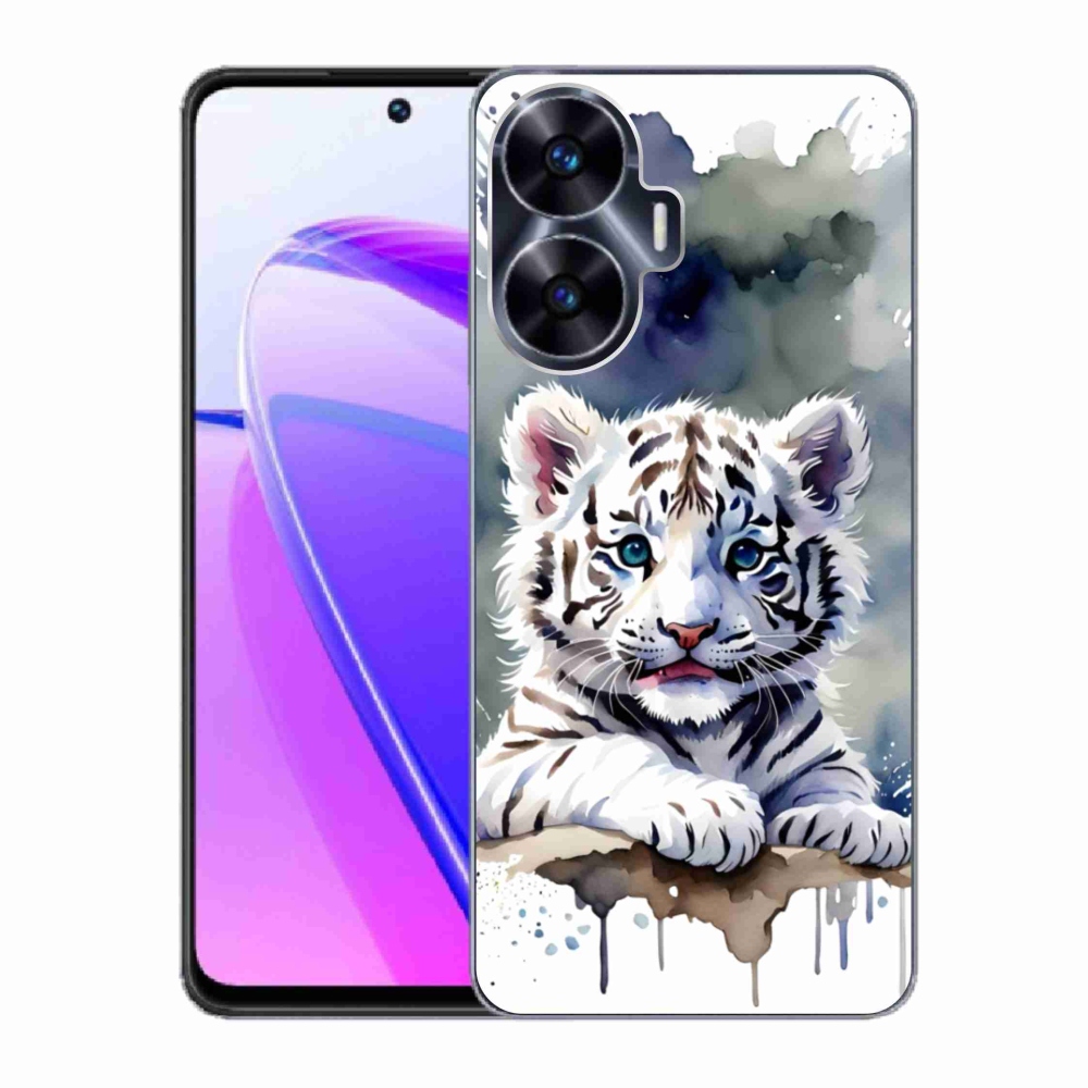 Gelový kryt mmCase na Realme C55 - mládě bílého tygra