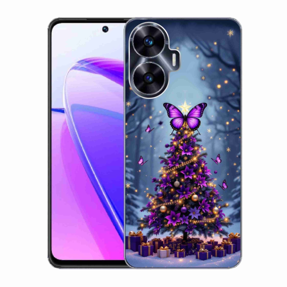 Gelový kryt mmCase na Realme C55 - motýlí vánoční stromek