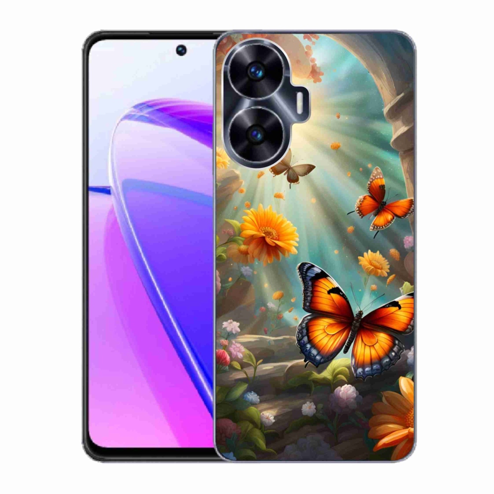 Gelový kryt mmCase na Realme C55 - motýlí zahrada 2