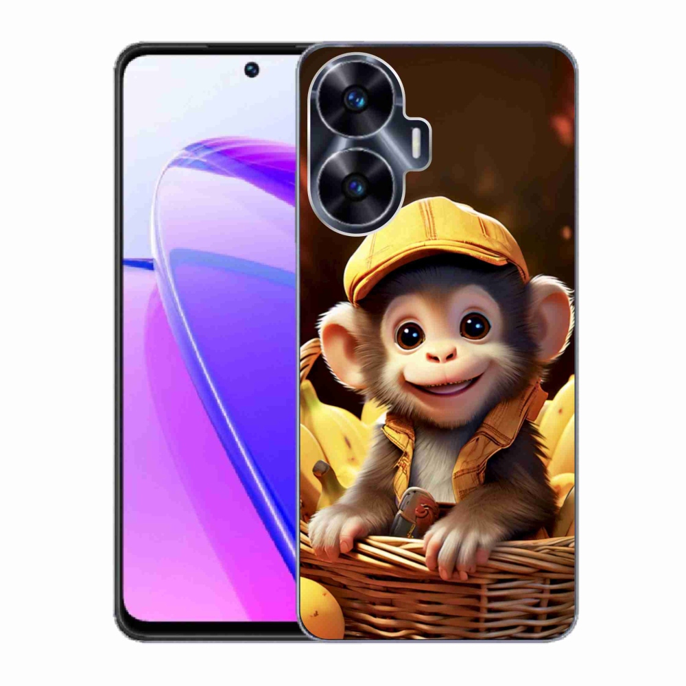 Gelový kryt mmCase na Realme C55 - opice v košíku