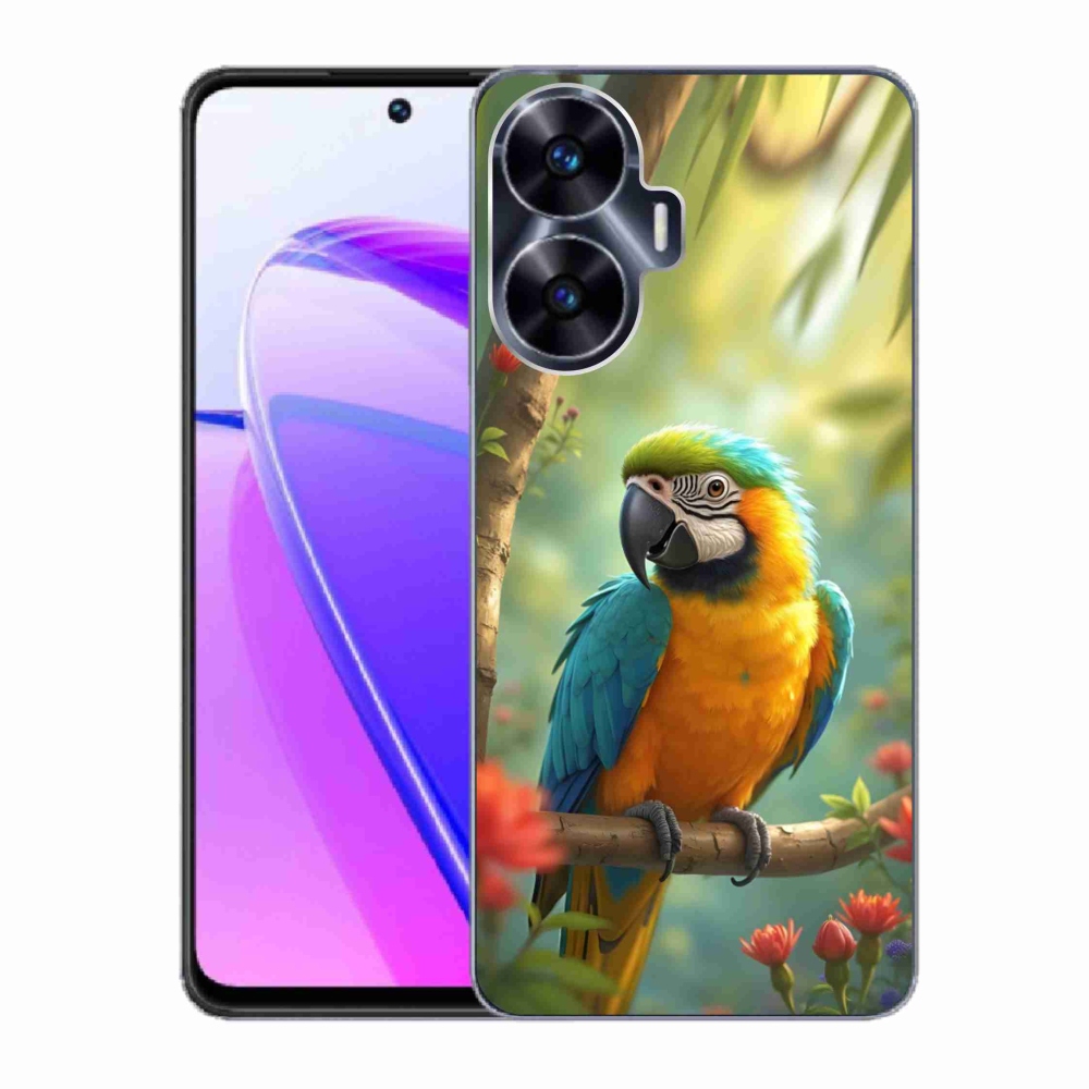 Gelový kryt mmCase na Realme C55 - papoušek ara modrožlutá