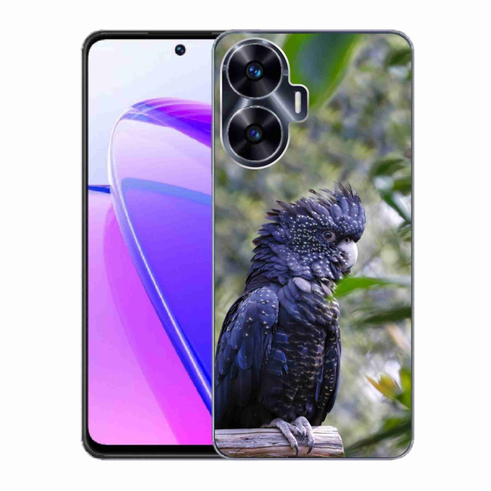 Gelový kryt mmCase na Realme C55 - papoušek kakadu černý