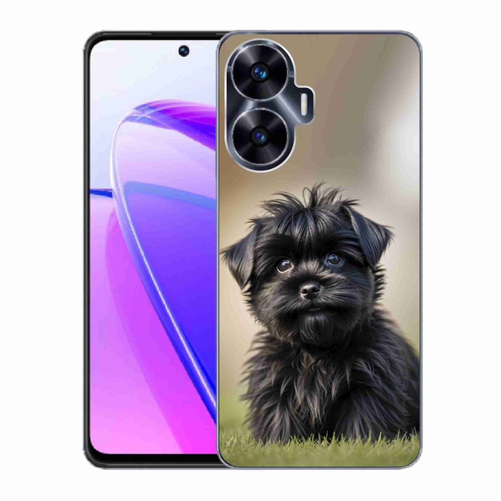 Gelový kryt mmCase na Realme C55 - roztomilý černý pejsek