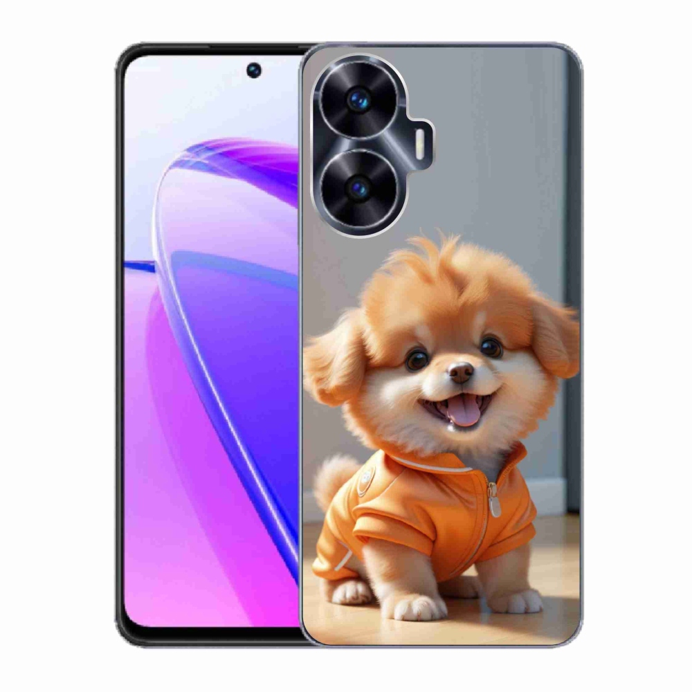 Gelový kryt mmCase na Realme C55 - roztomilý pomeranian v mikině