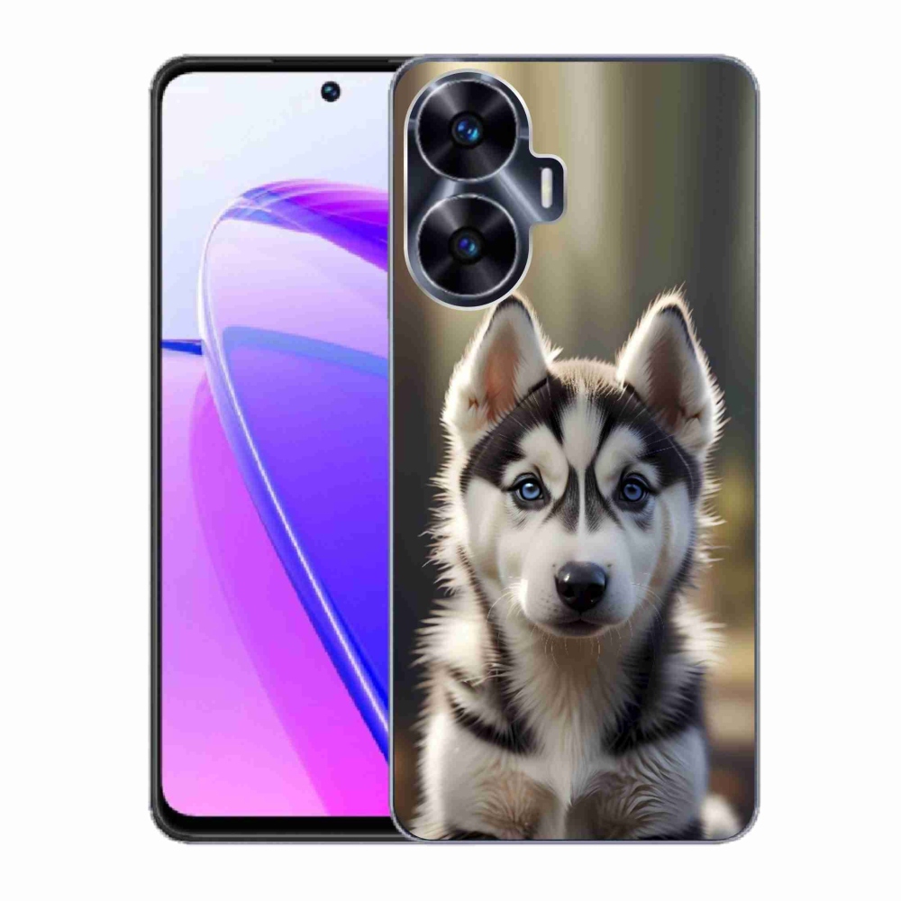 Gelový kryt mmCase na Realme C55 - roztomilý sibiřský husky