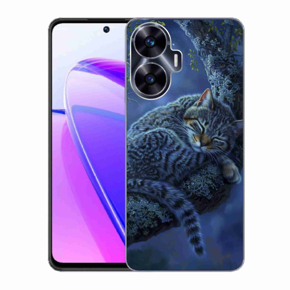 Gelový kryt mmCase na Realme C55 - spící kočka