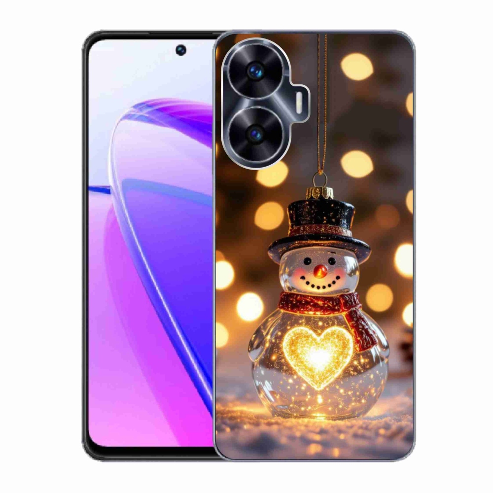 Gelový kryt mmCase na Realme C55 - svítící vánoční sněhulák