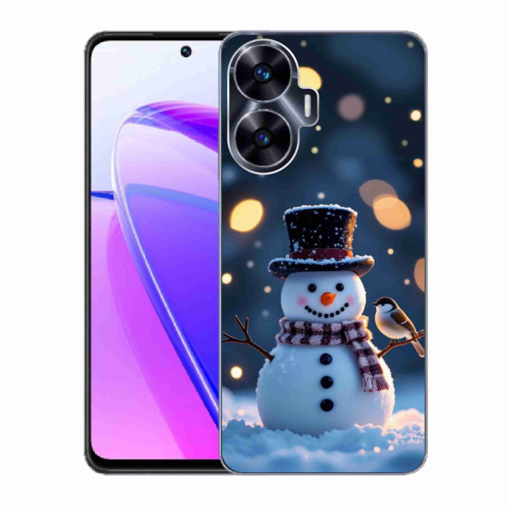 Gelový kryt mmCase na Realme C55 - vánoční sněhulák