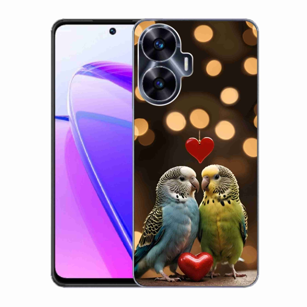 Gelový kryt mmCase na Realme C55 - zamilovaní papoušci