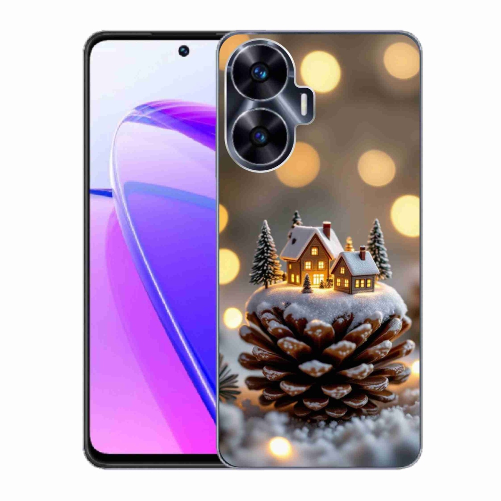 Gelový kryt mmCase na Realme C55 - zimní vesnička