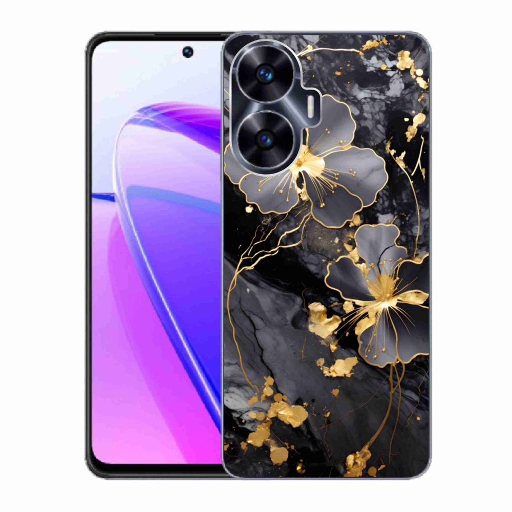 Gelový kryt mmCase na Realme C55 - zlaté květy