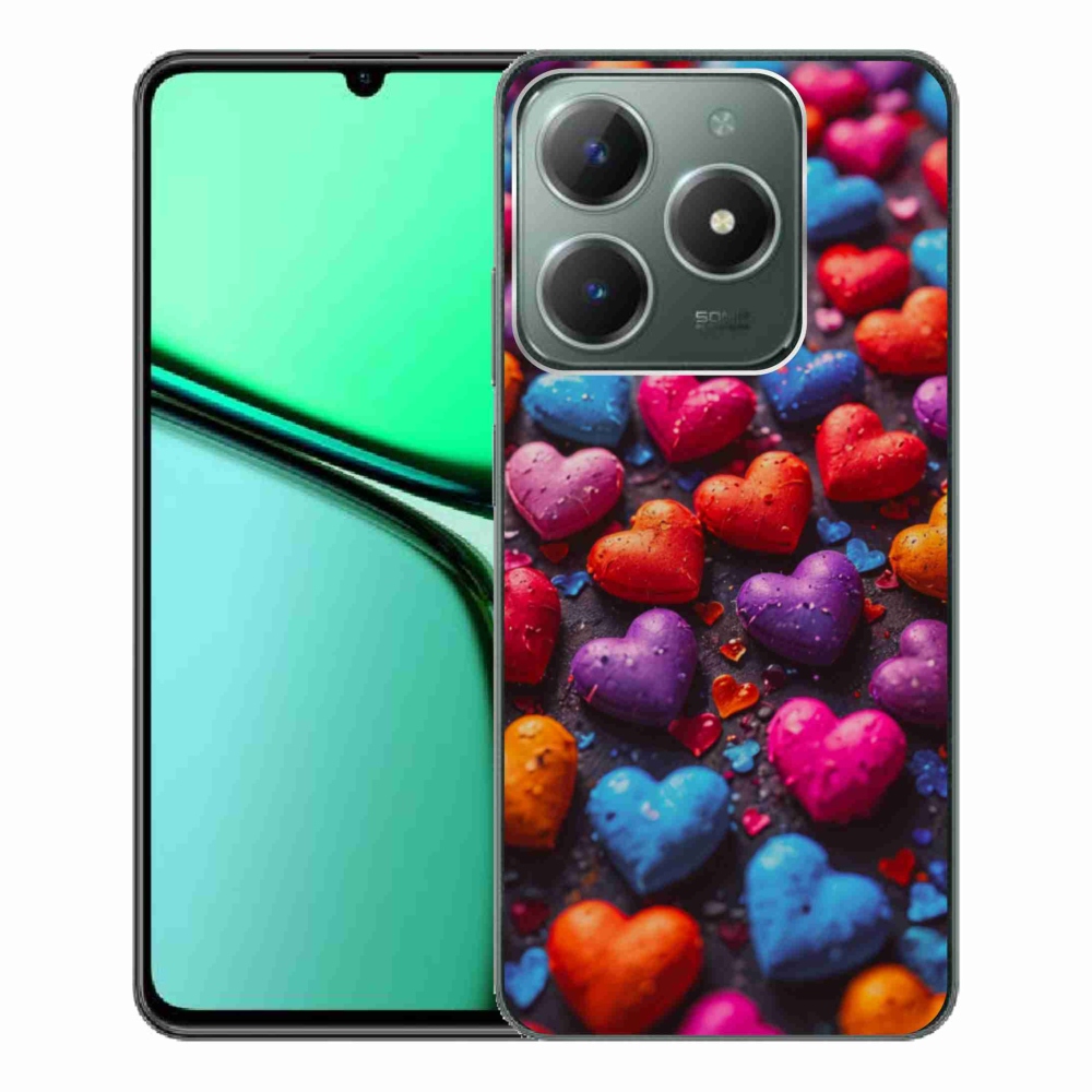 Gelový kryt mmCase na Realme C61 - barevná srdce