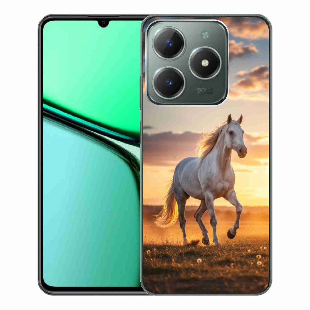 Gelový kryt mmCase na Realme C61 - běžící bílý kůň 2