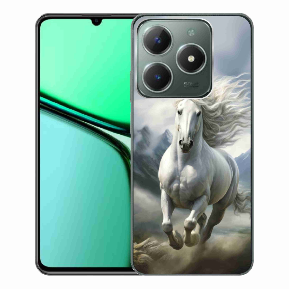Gelový kryt mmCase na Realme C61 - běžící bílý kůň 3