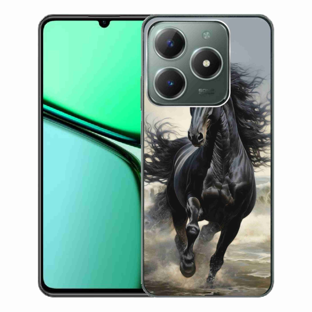Gelový kryt mmCase na Realme C61 - běžící černý kůň