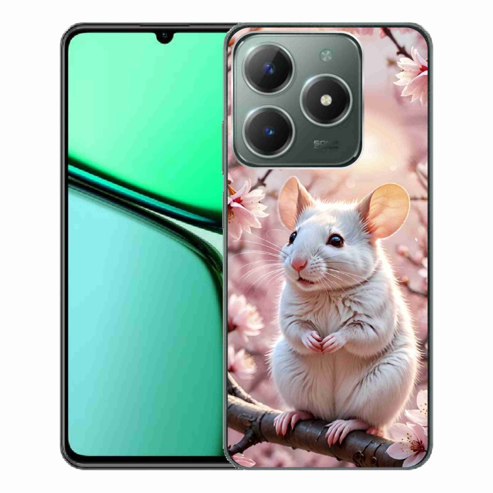 Gelový kryt mmCase na Realme C61 - bílá myš na větvi