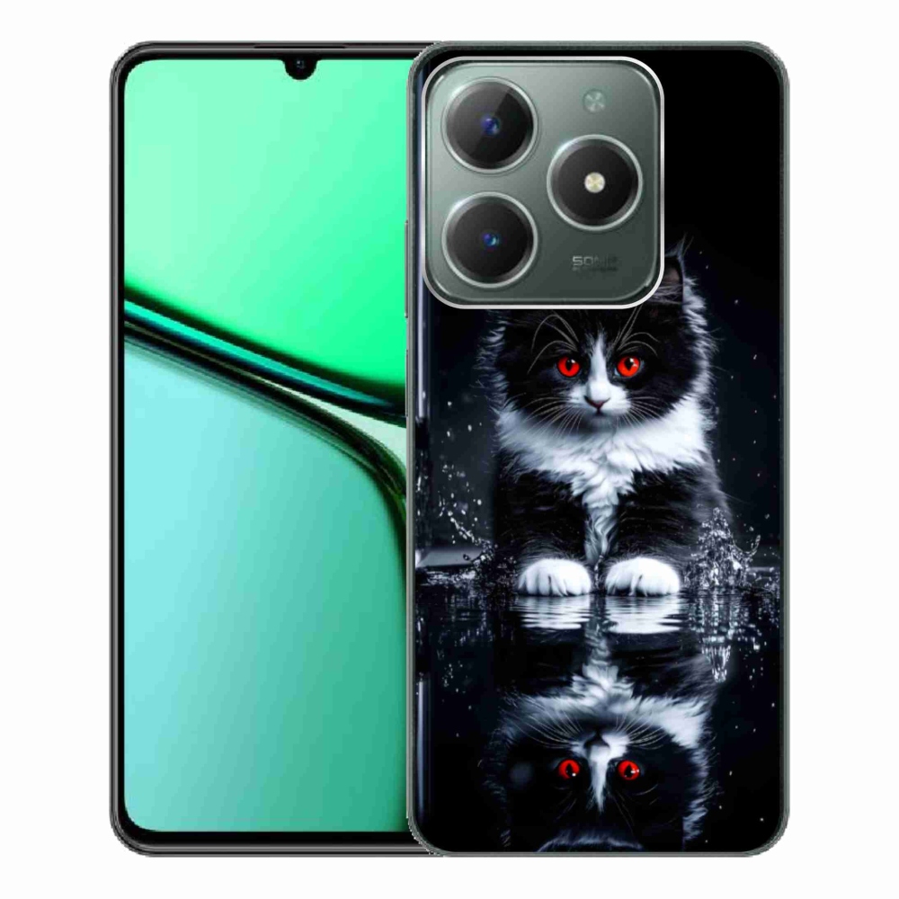 Gelový kryt mmCase na Realme C61 - černobílé kotě