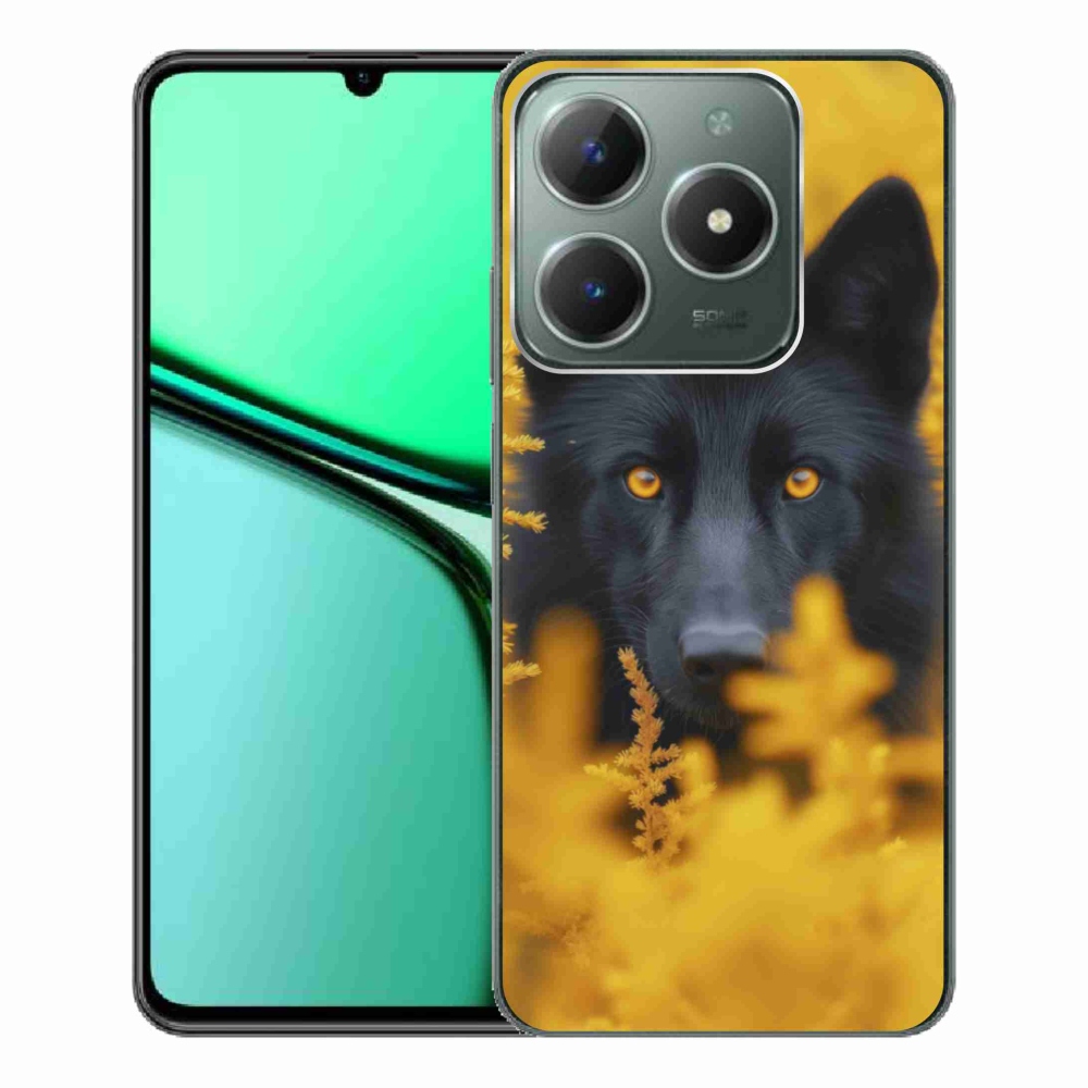 Gelový kryt mmCase na Realme C61 - černý vlk 2