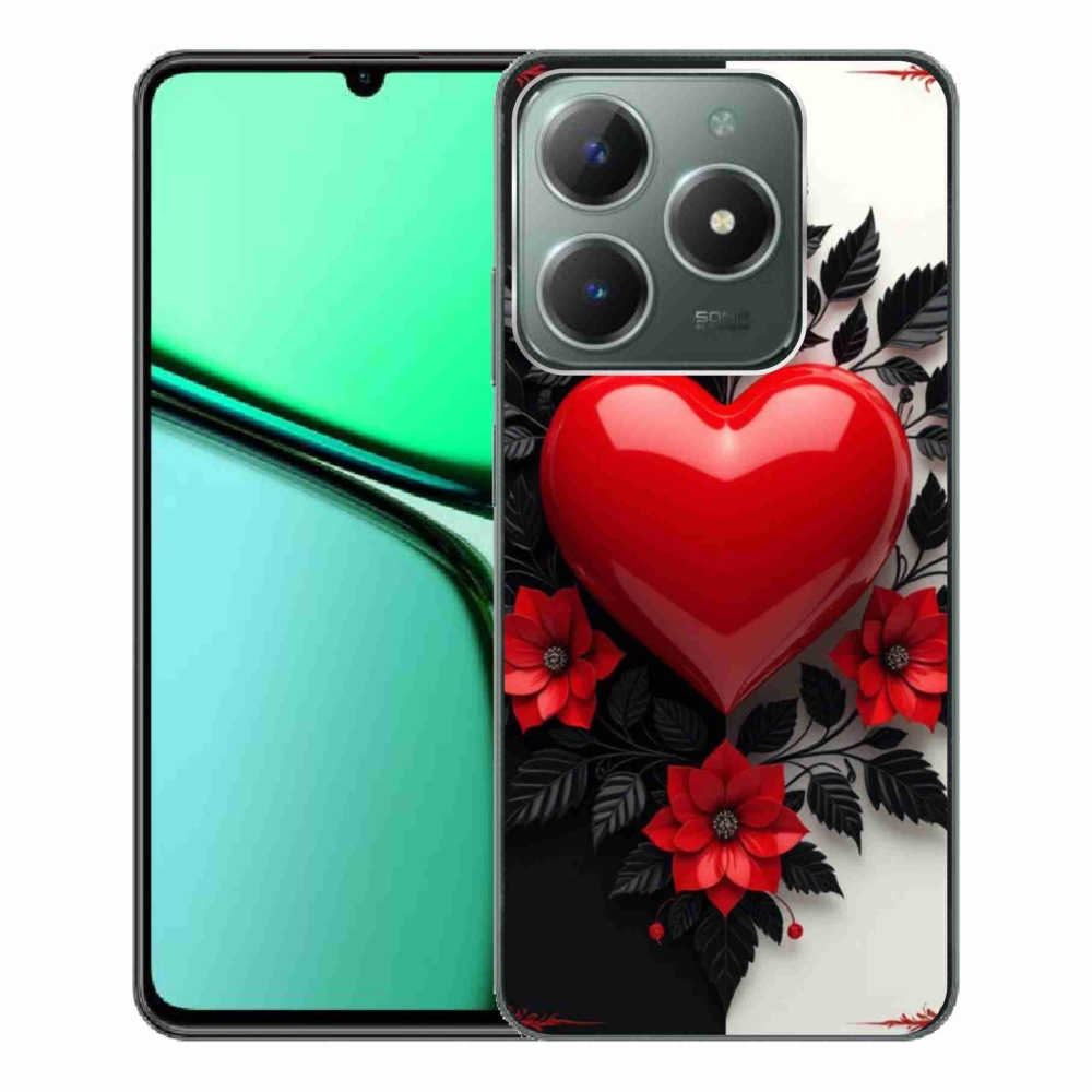 Gelový kryt mmCase na Realme C61 - červené srdce