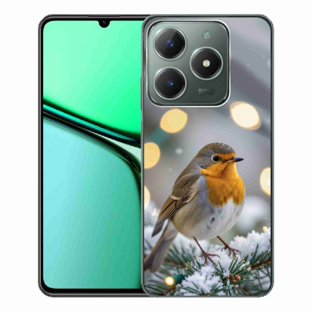 Gelový kryt mmCase na Realme C61 - červenka v zimě