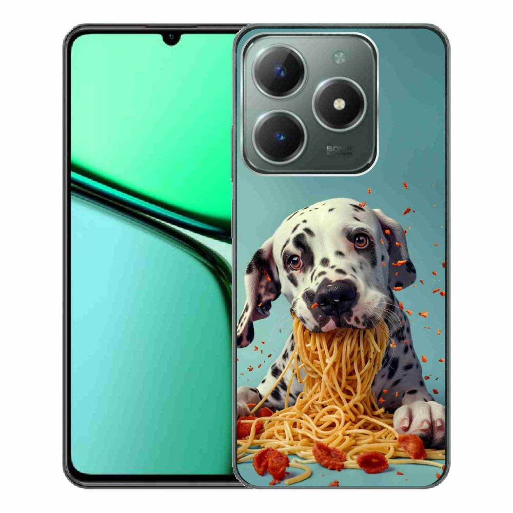 Gelový kryt mmCase na Realme C61 - dalmatin a špagety
