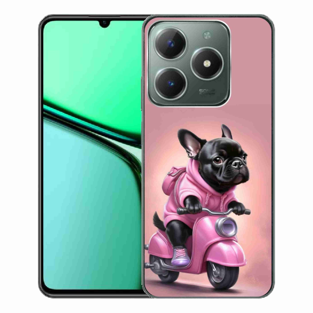Gelový kryt mmCase na Realme C61 - francouzský buldoček na skútru