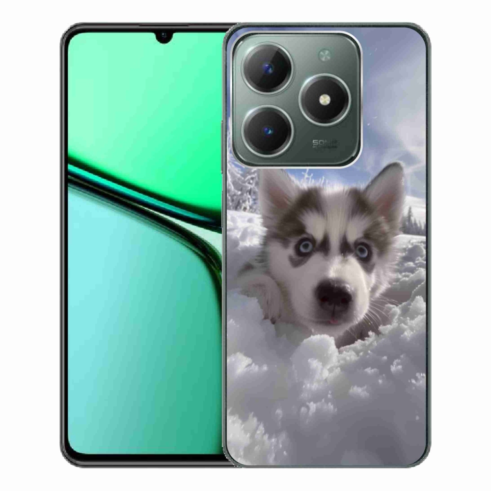 Gelový kryt mmCase na Realme C61 - husky ve sněhu
